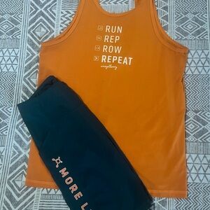 Orange Theory Tank Top and Teal Biker Short Set